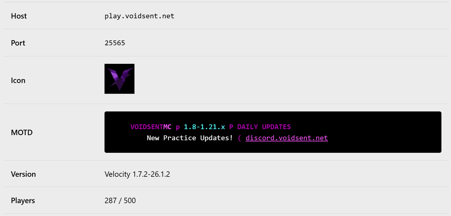 VoidSentMC in-game proof